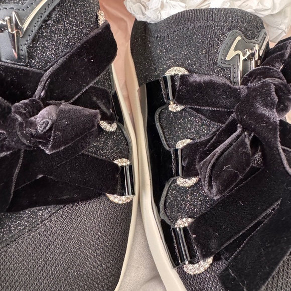 Giuseppe Zanotti Maggie Glittery Velvet Slip On Sneakers W/ Rhinestone Size 7.5 - Picture 15 of 16